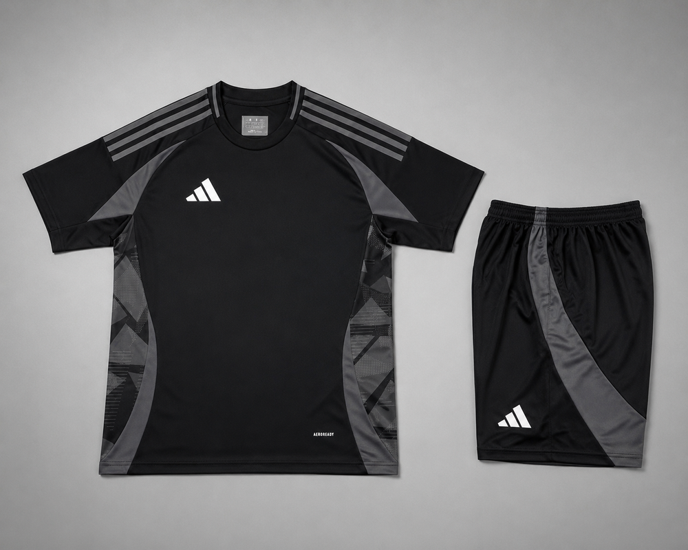 Adidas Tiro black grey training kit — football kit UAE