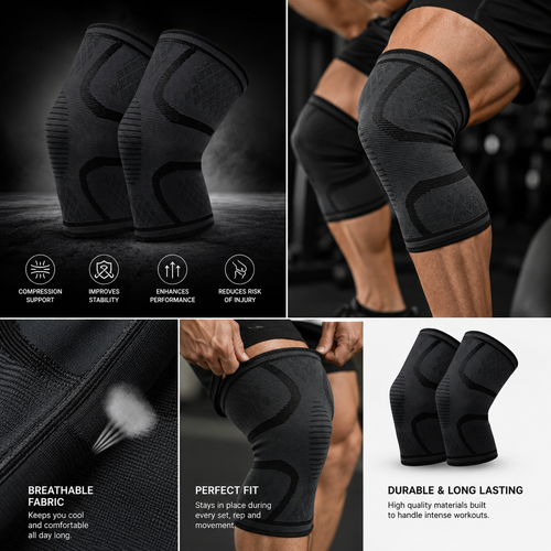 Gym Fit knee sleeves on model — gym accessories UAE