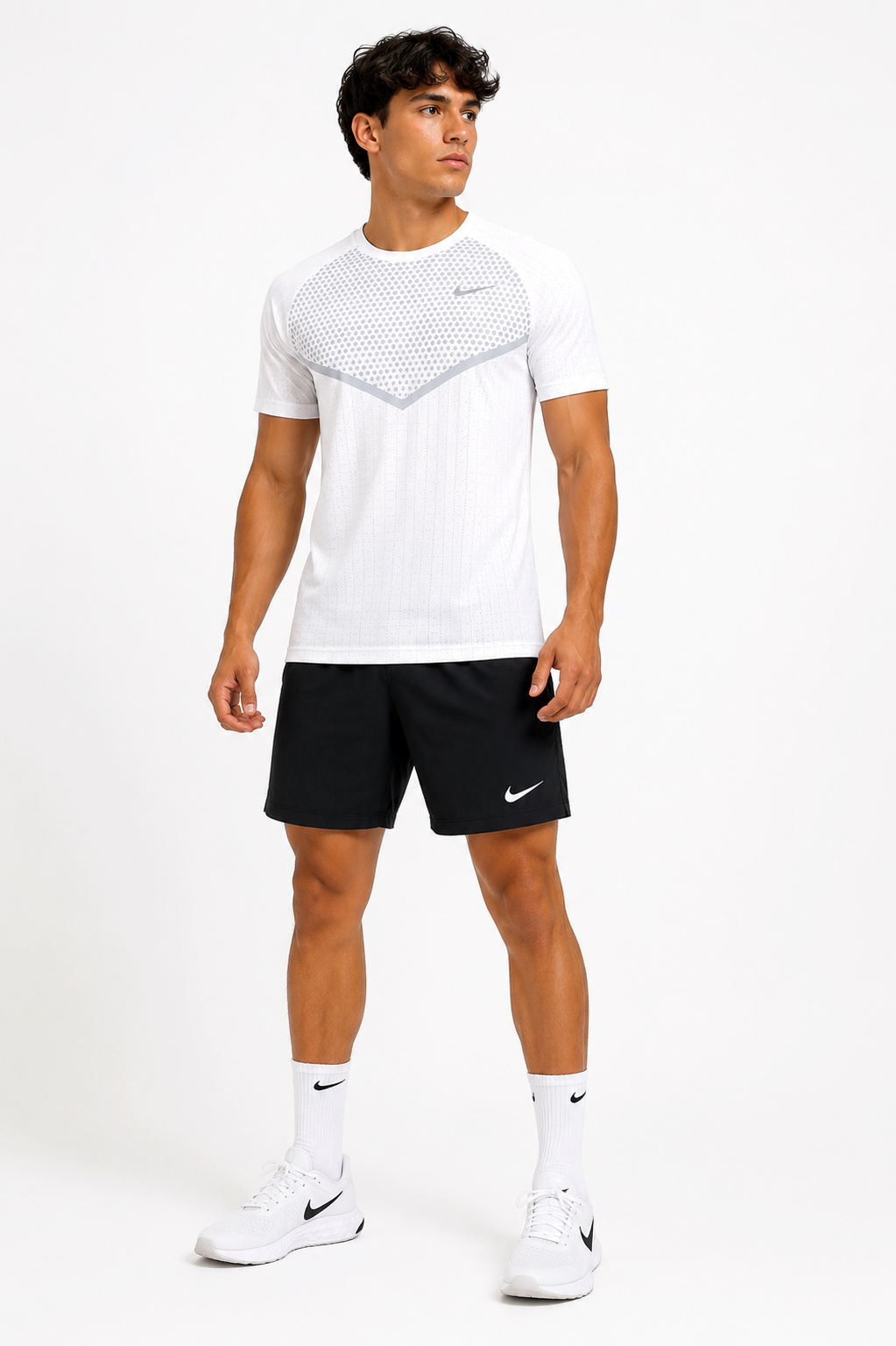 Nike white training set front — fitness wear UAE