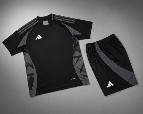 Adidas Tiro black grey training kit angle — football kit UAE
