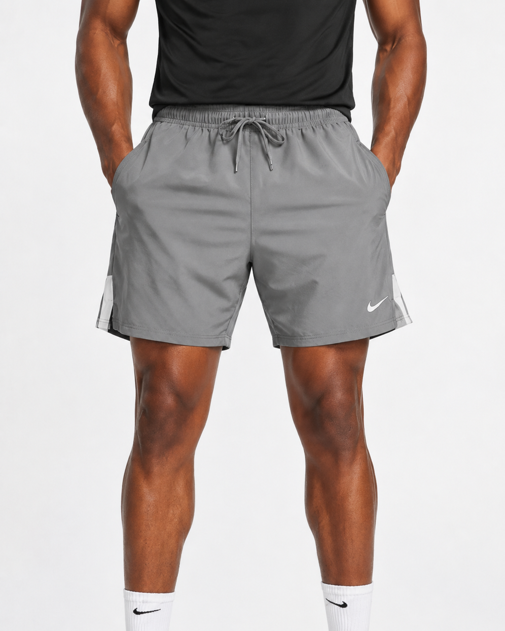 Nike gray training shorts front — fitness wear UAE